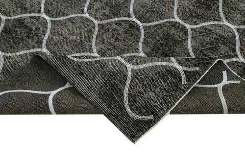 Geometric Carpet Black Geometric Cotton Wool Handmade Area Rug 5'9'' x 8'8''