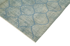 Geometric Carpet Blue Geometric Cotton Wool Handmade Area Rug 6'7'' x 9'11''