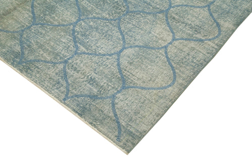 Geometric Carpet Blue Geometric Cotton Wool Handmade Area Rug 6'7'' x 9'11''