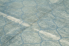 Geometric Carpet Blue Geometric Cotton Wool Handmade Area Rug 6'7'' x 9'11''