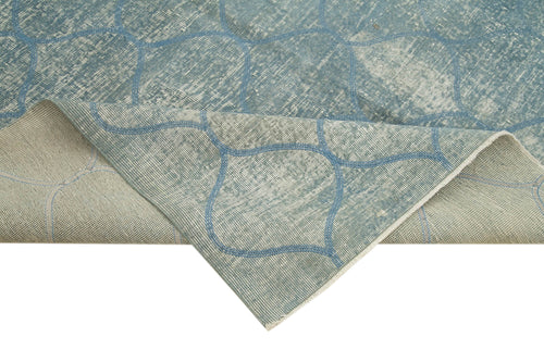 Geometric Carpet Blue Geometric Cotton Wool Handmade Area Rug 6'7'' x 9'11''