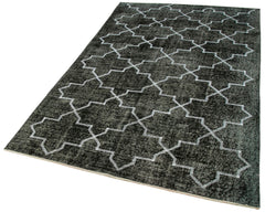 Geometric Carpet Black Geometric Cotton Wool Handmade Area Rug 4'8'' x 7'7''