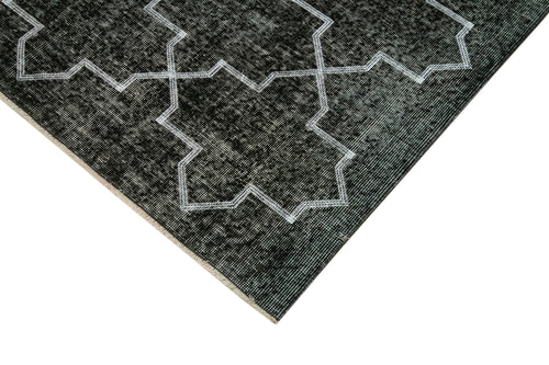 Geometric Carpet Black Geometric Cotton Wool Handmade Area Rug 4'8'' x 7'7''