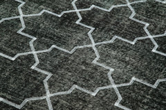 Geometric Carpet Black Geometric Cotton Wool Handmade Area Rug 4'8'' x 7'7''