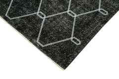 Geometric Carpet Black Geometric Cotton Wool Handmade Area Rug 4'8'' x 6'11''