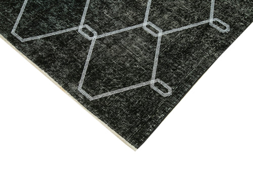 Geometric Carpet Black Geometric Cotton Wool Handmade Area Rug 4'8'' x 6'11''