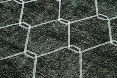 Geometric Carpet Black Geometric Cotton Wool Handmade Area Rug 4'8'' x 6'11''