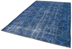 Geometric Carpet Blue Geometric Cotton Wool Handmade Area Rug 6'8'' x 10'0''