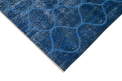 Geometric Carpet Blue Geometric Cotton Wool Handmade Area Rug 6'8'' x 10'0''