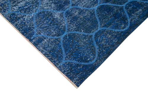 Geometric Carpet Blue Geometric Cotton Wool Handmade Area Rug 6'8'' x 10'0''