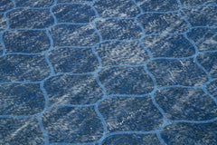 Geometric Carpet Blue Geometric Cotton Wool Handmade Area Rug 6'8'' x 10'0''