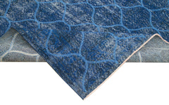 Geometric Carpet Blue Geometric Cotton Wool Handmade Area Rug 6'8'' x 10'0''