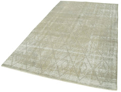 Geometric Carpet Grey Geometric Cotton Wool Handmade Area Rug 5'0'' x 8'2''