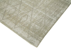 Geometric Carpet Grey Geometric Cotton Wool Handmade Area Rug 5'0'' x 8'2''