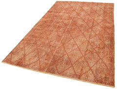 Geometric Carpet Orange Geometric Cotton Wool Handmade Area Rug 5'3'' x 8'8''