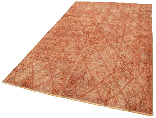 Geometric Carpet Orange Geometric Cotton Wool Handmade Area Rug 5'3'' x 8'8''