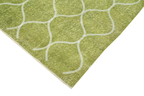 Geometric Carpet Green Geometric Cotton Wool Handmade Area Rug 4'11'' x 7'5''