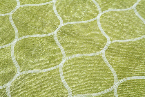 Geometric Carpet Green Geometric Cotton Wool Handmade Area Rug 4'11'' x 7'5''