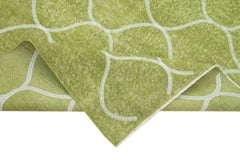 Geometric Carpet Green Geometric Cotton Wool Handmade Area Rug 4'11'' x 7'5''