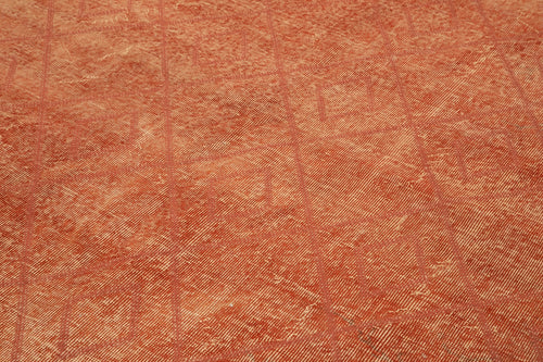 Geometric Carpet Orange Geometric Cotton Wool Handmade Area Rug 6'9'' x 9'10''