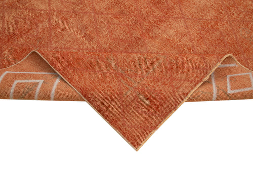 Geometric Carpet Orange Geometric Cotton Wool Handmade Area Rug 6'9'' x 9'10''