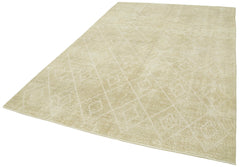 Geometric Carpet Beige Geometric Cotton Wool Handmade Area Rug 6'5'' x 9'7''