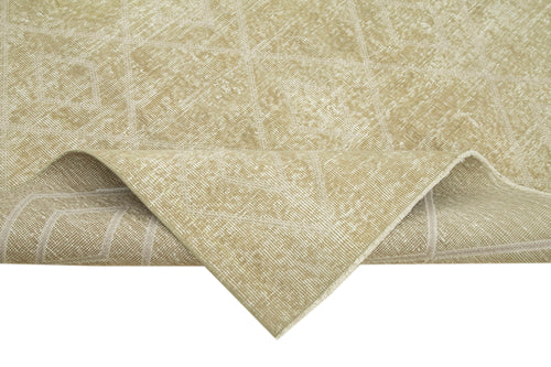 Geometric Carpet Beige Geometric Cotton Wool Handmade Area Rug 6'5'' x 9'7''