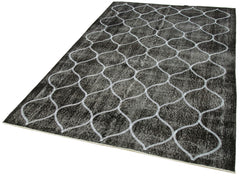 Geometric Carpet Black Geometric Cotton Wool Handmade Area Rug 5'3'' x 8'0''