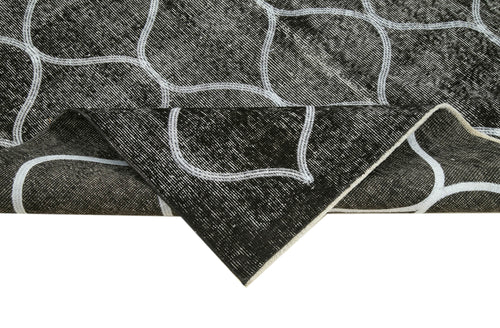 Geometric Carpet Black Geometric Cotton Wool Handmade Area Rug 5'3'' x 8'0''