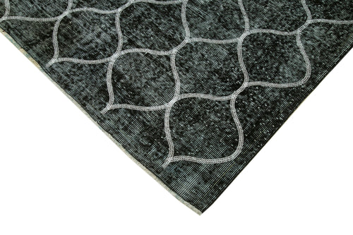 Geometric Carpet Black Geometric Cotton Wool Handmade Area Rug 6'0'' x 9'2''