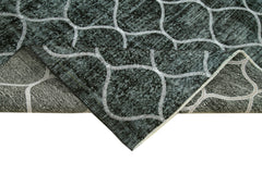 Geometric Carpet Black Geometric Cotton Wool Handmade Area Rug 6'0'' x 9'2''