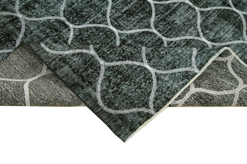 Geometric Carpet Black Geometric Cotton Wool Handmade Area Rug 6'0'' x 9'2''