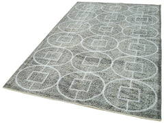 Geometric Carpet Grey Geometric Cotton Wool Handmade Area Rug 5'0'' x 8'1''
