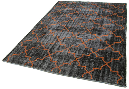 Geometric Carpet Black Geometric Cotton Wool Handmade Area Rug 5'10'' x 8'7''