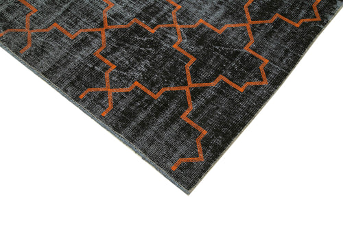 Geometric Carpet Black Geometric Cotton Wool Handmade Area Rug 5'10'' x 8'7''