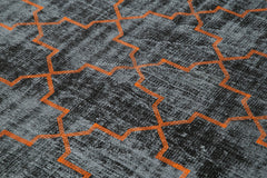 Geometric Carpet Black Geometric Cotton Wool Handmade Area Rug 5'10'' x 8'7''