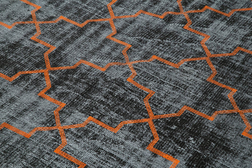 Geometric Carpet Black Geometric Cotton Wool Handmade Area Rug 5'10'' x 8'7''