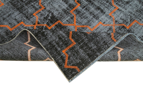 Geometric Carpet Black Geometric Cotton Wool Handmade Area Rug 5'10'' x 8'7''