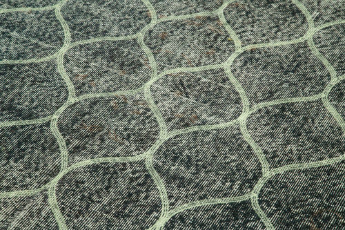 Geometric Carpet Black Geometric Cotton Wool Handmade Area Rug 5'5'' x 9'1''