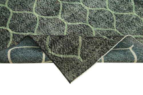 Geometric Carpet Black Geometric Cotton Wool Handmade Area Rug 5'5'' x 9'1''