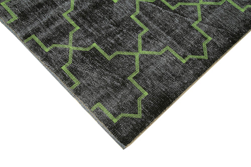 Geometric Carpet Black Geometric Cotton Wool Handmade Area Rug 6'0'' x 8'9''
