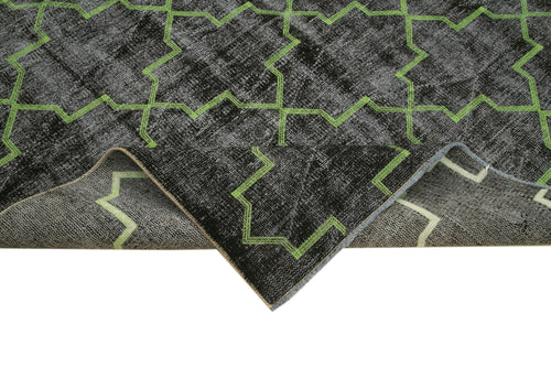 Geometric Carpet Black Geometric Cotton Wool Handmade Area Rug 6'0'' x 8'9''