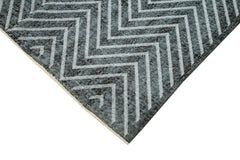 Geometric Carpet Black Geometric Cotton Wool Handmade Area Rug 5'6'' x 8'9''