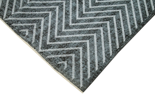 Geometric Carpet Black Geometric Cotton Wool Handmade Area Rug 5'6'' x 8'9''