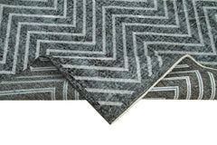 Geometric Carpet Black Geometric Cotton Wool Handmade Area Rug 5'6'' x 8'9''