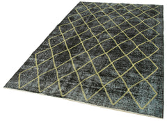 Geometric Carpet Black Geometric Cotton Wool Handmade Area Rug 5'3'' x 12'0''