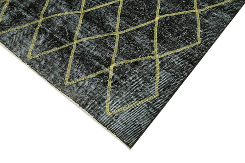 Geometric Carpet Black Geometric Cotton Wool Handmade Area Rug 5'3'' x 12'0''
