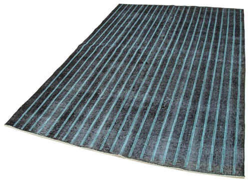 Geometric Carpet Black Geometric Cotton Wool Handmade Area Rug 5'4'' x 8'7''