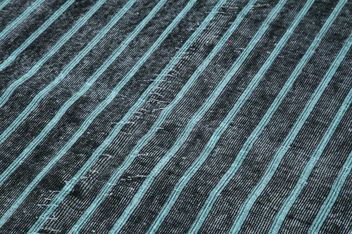 Geometric Carpet Black Geometric Cotton Wool Handmade Area Rug 5'4'' x 8'7''