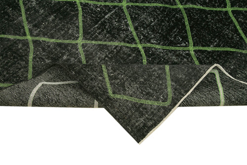 Geometric Carpet Black Geometric Cotton Wool Handmade Area Rug 6'3'' x 8'0''